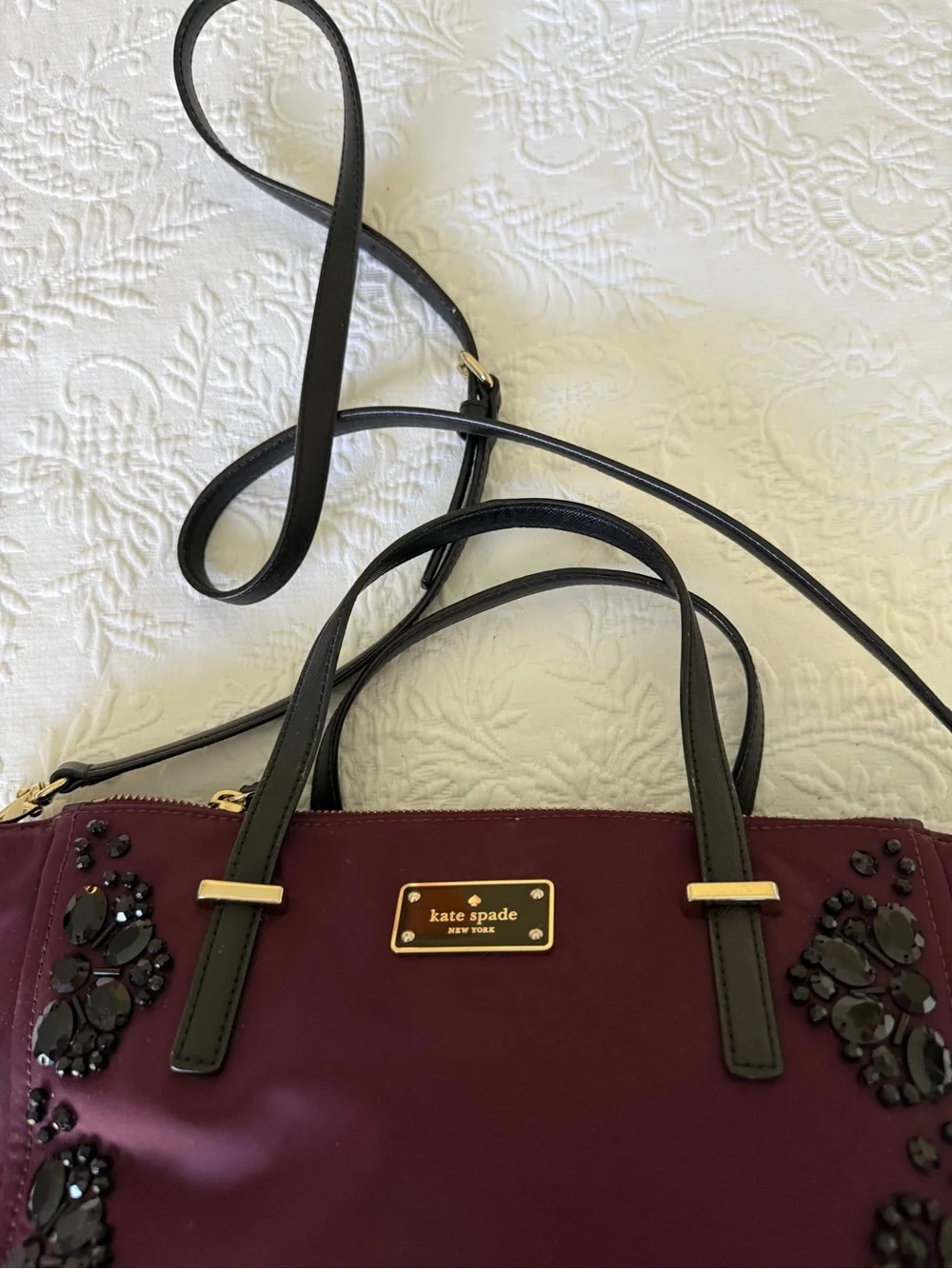 KATE SPADE New York Alyse Plum Wilson Road Embellished Bag with Wallet